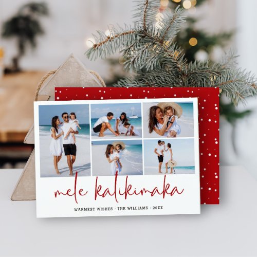 Mele Kalikimaka Modern Photo Collage Hawaiian  Holiday Card