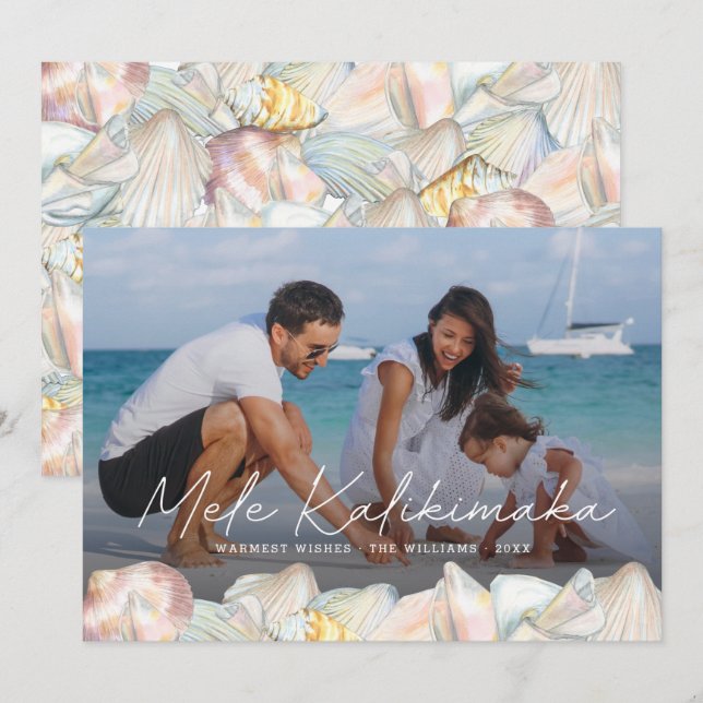 Mele Kalikimaka Modern Photo Hawaiian  Holiday Card (Front/Back)