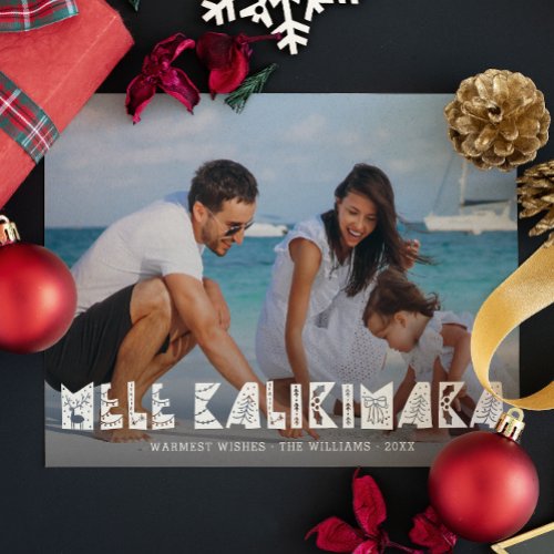 Mele Kalikimaka Modern Photo Hawaiian Holiday Card