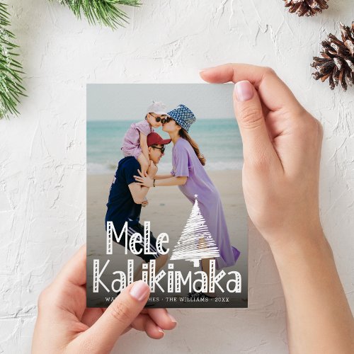 Mele Kalikimaka Modern Photo Hawaiian Holiday Card