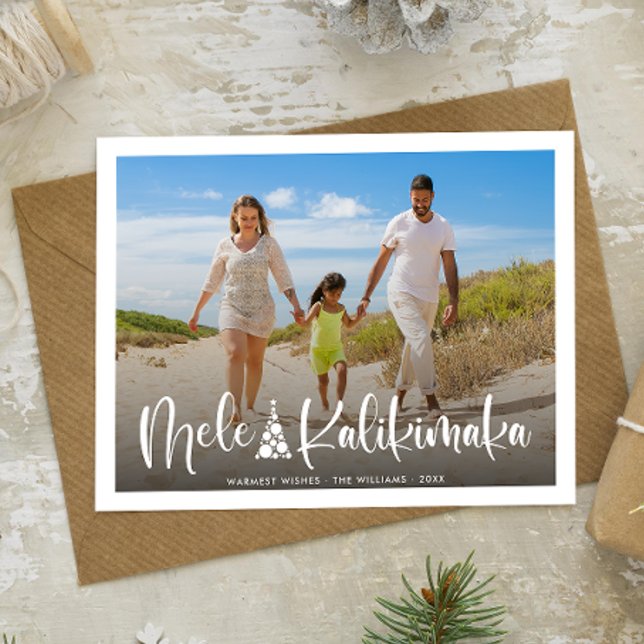 Mele Kalikimaka Modern Photo Hawaiian Holiday Postcard (Creator Uploaded)
