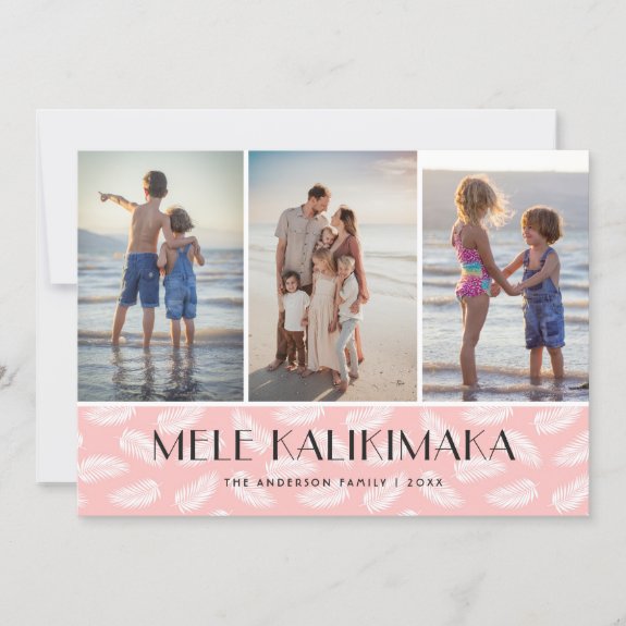Mele Kalikimaka Palm Leaves Modern Pink Photo
