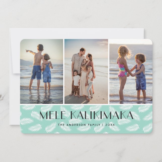 Mele Kalikimaka Palm Leaves Photo Holiday Card (Front)