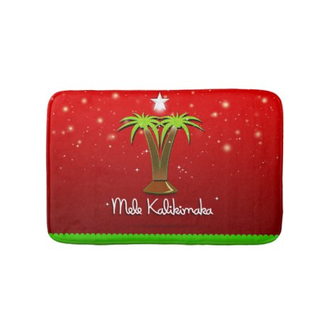 Mele Kalikimaka Palm Tree for Xmas Bath Mat
