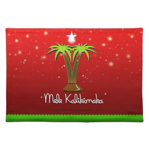 Mele Kalikimaka Palm Tree for Xmas Cloth Placemat