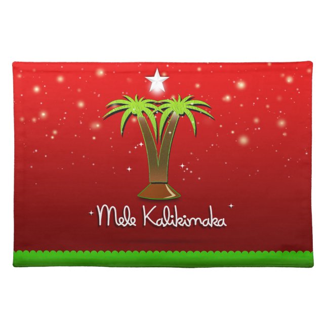 Mele Kalikimaka Palm Tree for Xmas Cloth Placemat (Front)