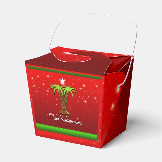 Mele Kalikimaka Palm Tree for Xmas Favor Boxes (Front Side)