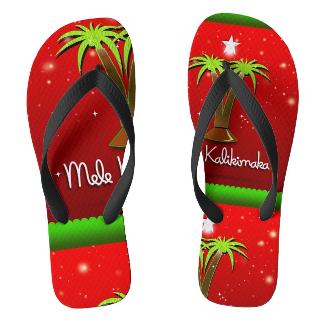 Mele Kalikimaka Palm Tree for Xmas Flip Flops (Footbed)
