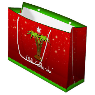 Mele Kalikimaka Palm Tree for Xmas Large Gift Bag