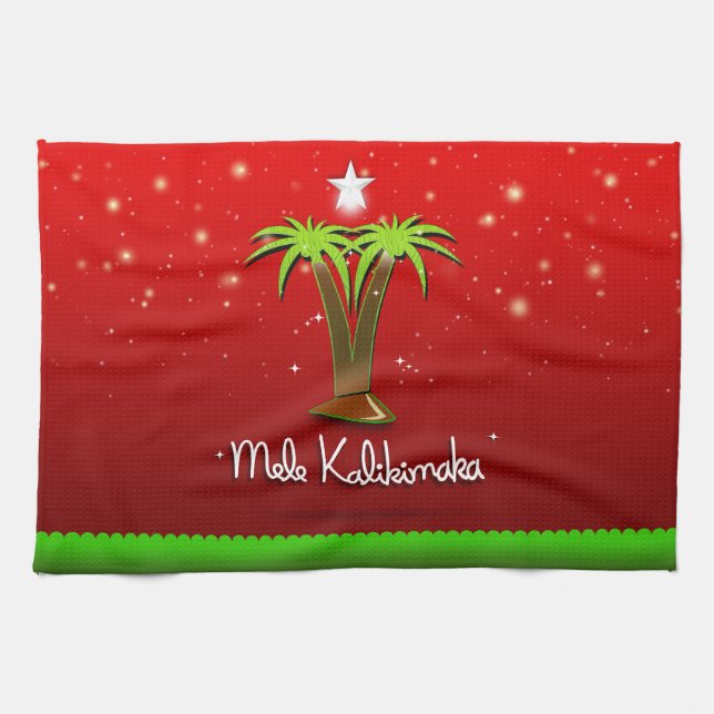 Mele Kalikimaka Palm Tree for Xmas Towel (Horizontal)
