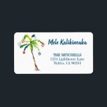 Mele Kalikimaka Palm Tree Holiday Return Address Label<br><div class="desc">Hawaiian,  tropical beach "Mele Kalikimaka" holiday return address labels featuring original artwork of a palm tree Christmas tree decorated in festive ornaments.  Easily personalize with your name and address.</div>