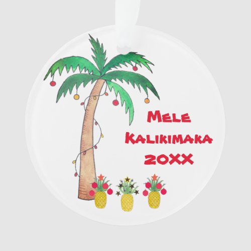 Mele Kalikimaka Palm Tree Island Christmas Ornament