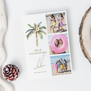 Mele Kalikimaka Palm Tree Photo Christmas Holiday Card