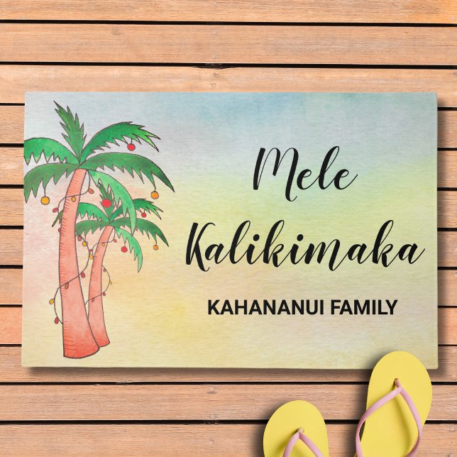 Mele  Kalikimaka Palm Trees Custom Doormat (Creator Uploaded)