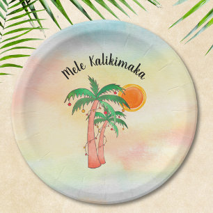 Mele Kalikimaka Palm Trees Paper Plates