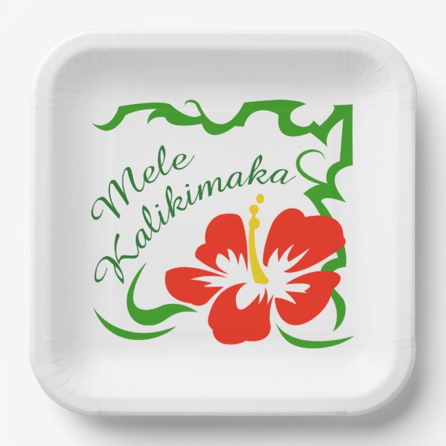 Mele Kalikimaka Paper Plates (Front)