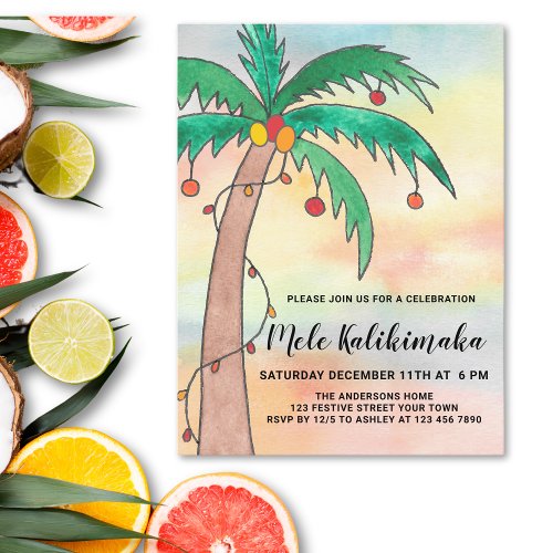 Mele Kalikimaka Party Invitation Postcard