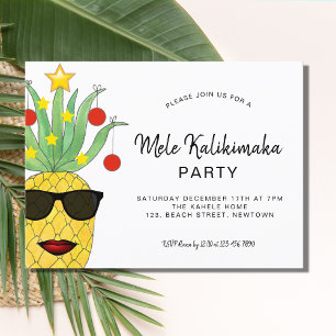 Mele Kalikimaka Party Pineapple Invitation Postcar Postcard