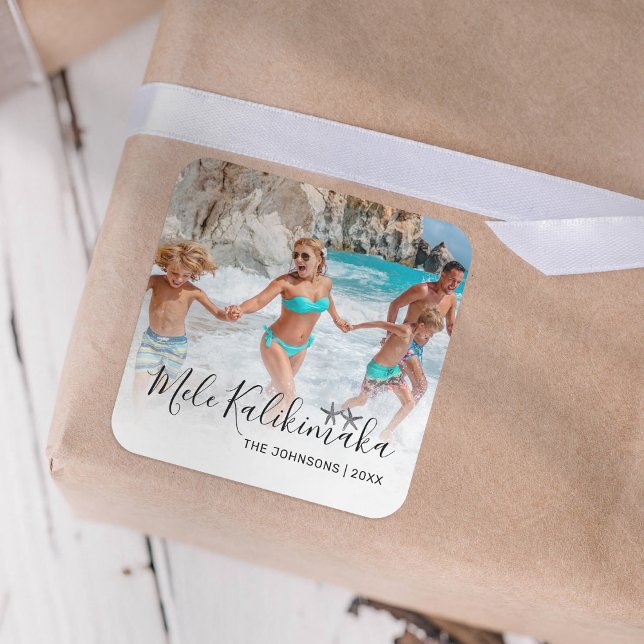 Mele Kalikimaka Photo Christmas Square Sticker (Creator Uploaded)