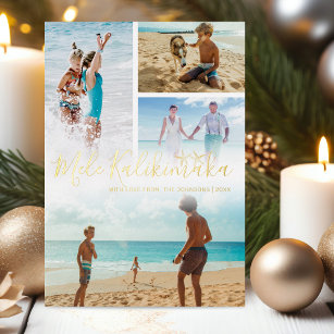 Mele Kalikimaka Photo Collage Foil Holiday Card
