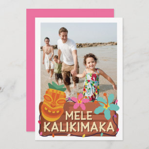 Mele Kalikimaka Photo Hawaiian Tiki Christmas Card