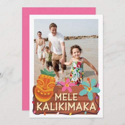 Mele Kalikimaka Photo Hawaiian Tiki Christmas Card