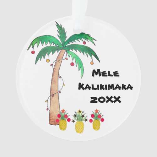 Mele Kalikimaka Photo Palm Tree Island Christmas Ornament