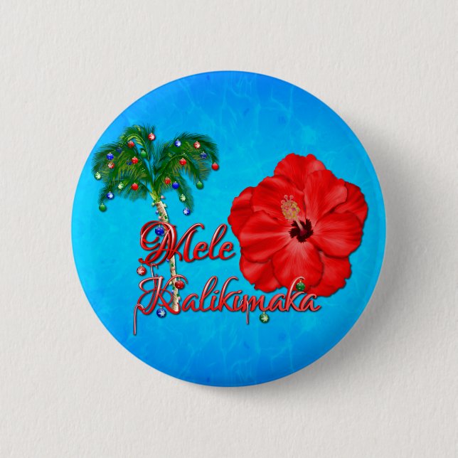 Mele Kalikimaka Pinback Button (Front)