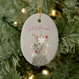 Mele Kalikimaka Pine, Personalized Christmas Ceramic Ornament