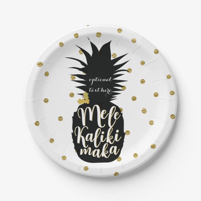 Mele Kalikimaka Pineapple Christmas Holiday Party Paper Plates (Front)