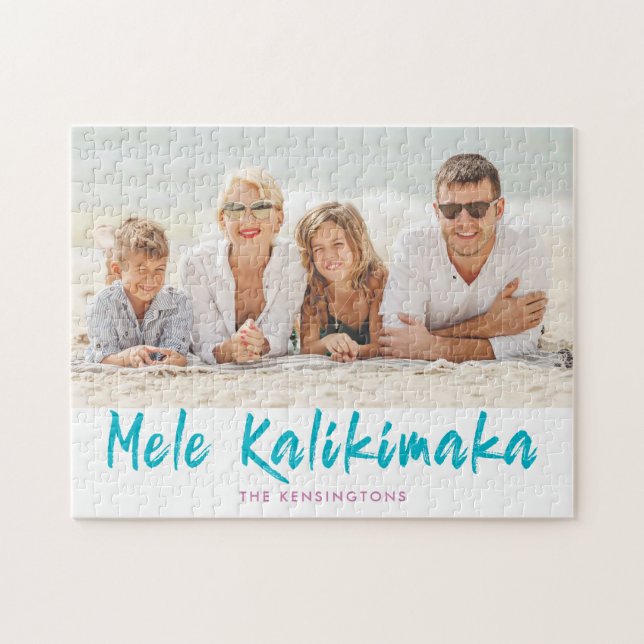 Mele Kalikimaka Pineapple Christmas Holiday Photo Jigsaw Puzzle (Horizontal)