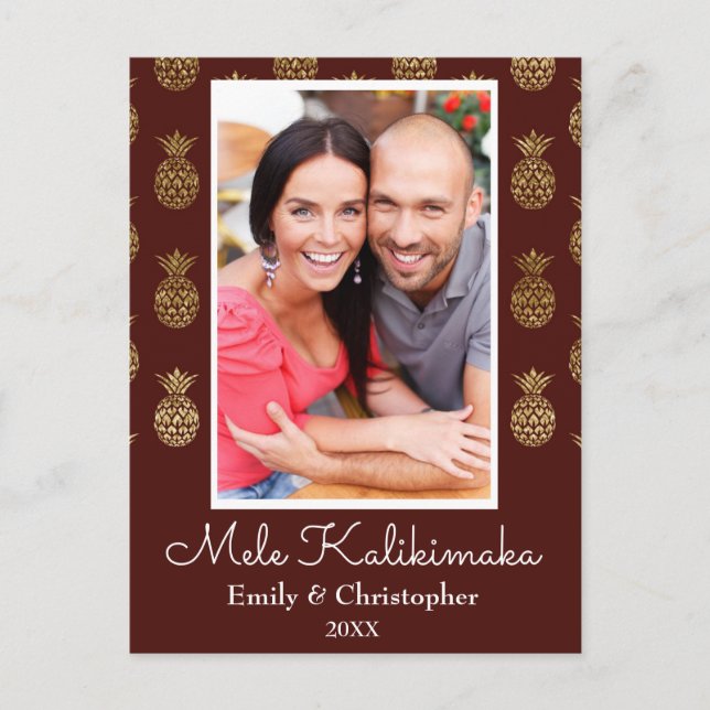 Mele Kalikimaka Pineapple Christmas Photo Card (Front)