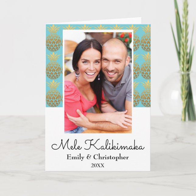 Mele Kalikimaka Pineapple Christmas Photo Card (Front)