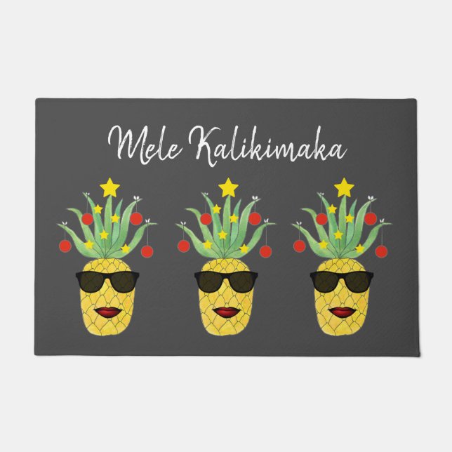 Mele Kalikimaka Pineapple  Doormat (Front)