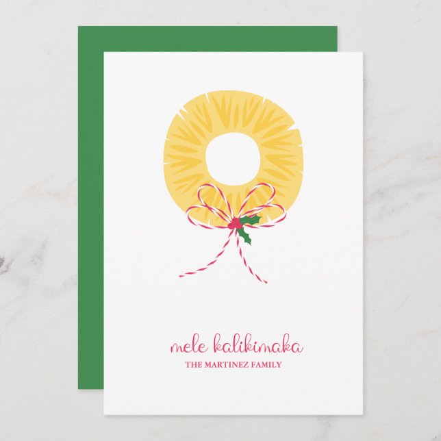 Mele Kalikimaka Pineapple Flat Holiday Card (Front/Back)
