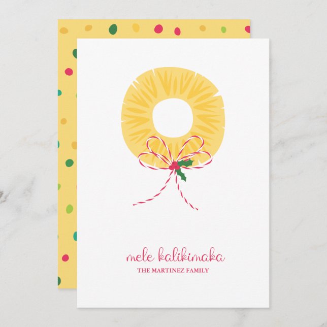 Mele Kalikimaka Pineapple Flat Holiday Card (Front/Back)