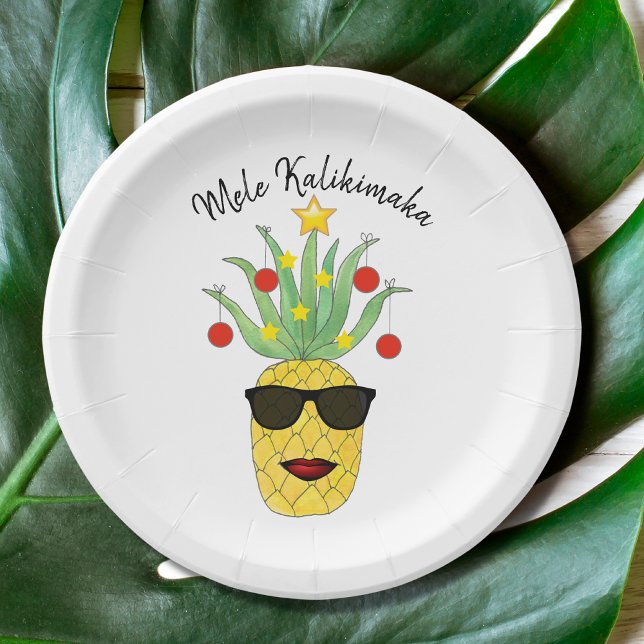 Mele Kalikimaka Pineapple Paper Plates (Creator Uploaded)
