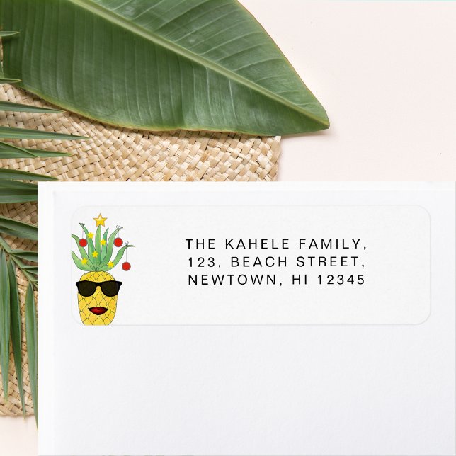 Mele kalikimaka Pineapple Return Address Label (Creator Uploaded)