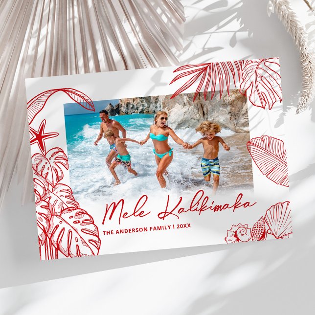 Mele Kalikimaka Red Photo Christmas Holiday Card (Creator Uploaded)