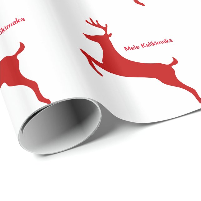 Mele Kalikimaka Red Reindeer Christmas Wrapping Paper (Roll Corner)