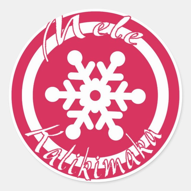 Mele Kalikimaka red snowflake Hawaii stamps Classic Round Sticker (Front)