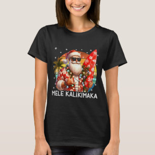 Mele Kalikimaka Retro Santa Rock On Pjs Christmas T-Shirt