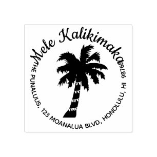 Mele Kalikimaka Return Address Rubber Stamp Custom