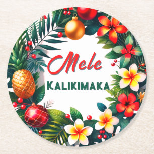 Mele Kalikimaka Round Paper Coaster