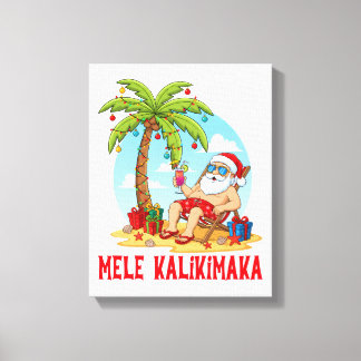 Mele Kalikimaka Santa Christmas Canvas Print