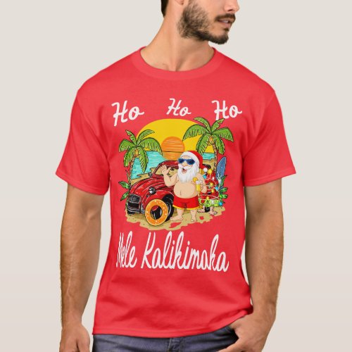 Mele Kalikimaka Santa Christmas Watermelon Surfing T_Shirt