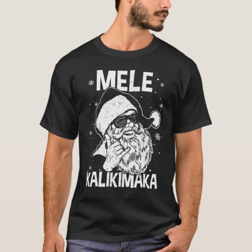 Mele Kalikimaka Santa Claus Shaka Hawaiian Christm T_Shirt