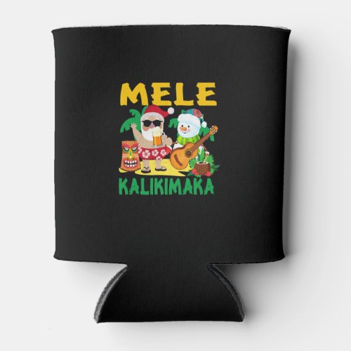 Mele Kalikimaka Santa Claus Snowman Funny Christma Can Cooler