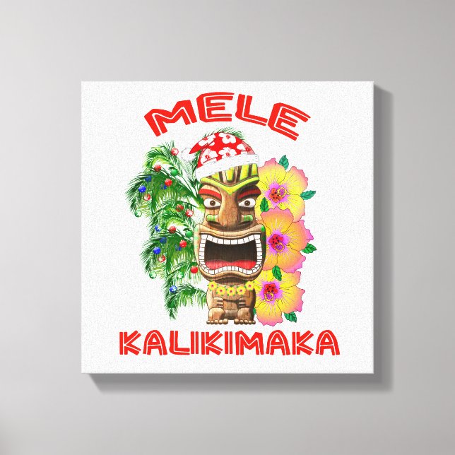 Mele Kalikimaka Santa Claus Tiki Canvas Print (Front)