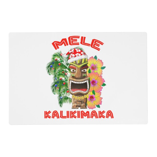 Mele Kalikimaka Santa Claus Tiki Placemat (Front)